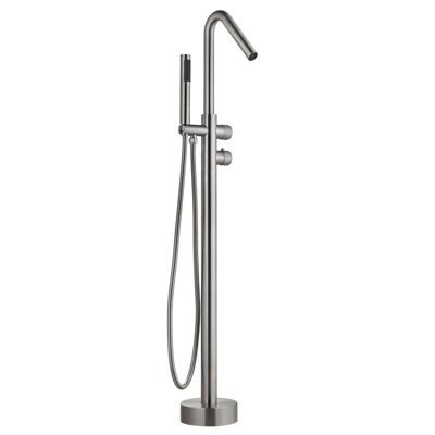 Robinet de baignoire d'extérieur en acier inoxydable 316 avec valve thermostatique, bec pivotant et douche à main