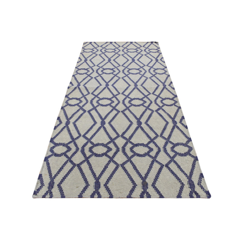Tapis bleu en laine tissé à la main réversible 3 pi 1 po x 5 pi 2 po C975AF209DA548adaE7515B63A981352
