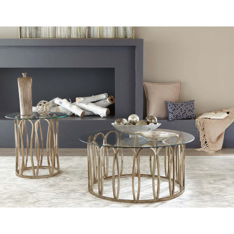 Ensemble de tables basses et de tables de bout modernes avec dessus en verre trempé