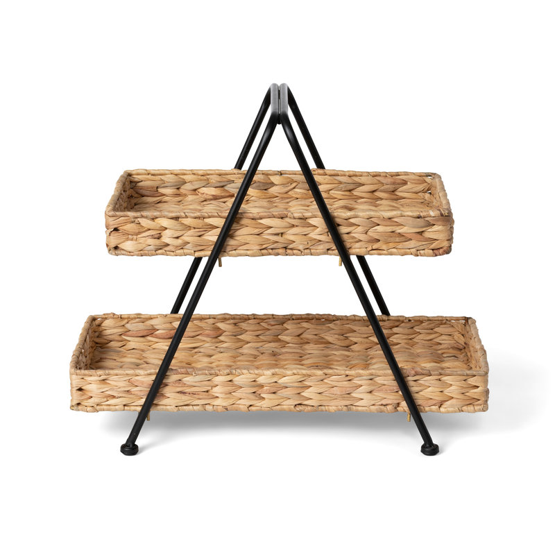 Park Hill 2-Tiered Water Hyacinth Server | Rustic Charm