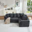 226cm L-Shape Gray Chenille Compression Modular Sectional Sofa, Reconfigurable Deep Seat Corner Couch with Matching Throw Pillows for Apartment Living Room