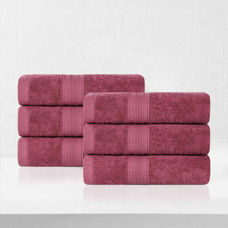 Hannu 450 GSM Eco-Friendly 100% Ringspun Sustainable Cotton Solid Hand Towel Set, Rosewood