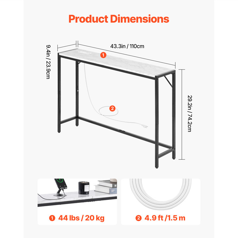 Console Table Modern Narrow Long Console Table