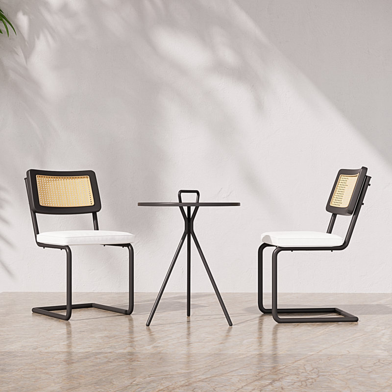 Jayken Upholstered Side Dining Chairs (Set of 2), Beige, Black