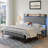 Bed Frame With LED Light And Charging Station, With Storage Headboard-390696086-390696075