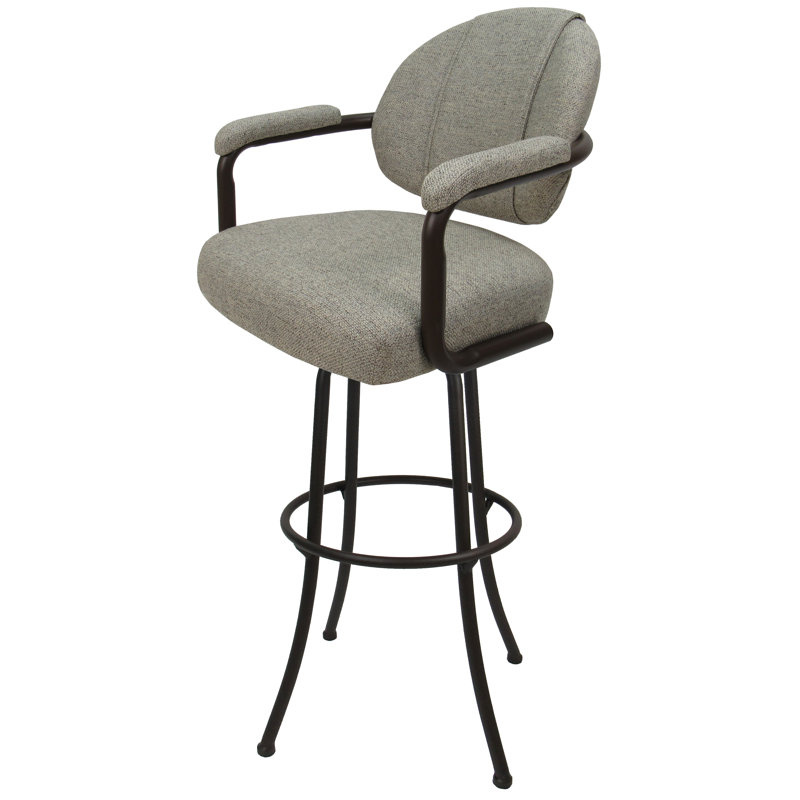 Vickky Swivel Upholstered Counter Stool, Gray, Black, Extra Tall (34" Seat Height)