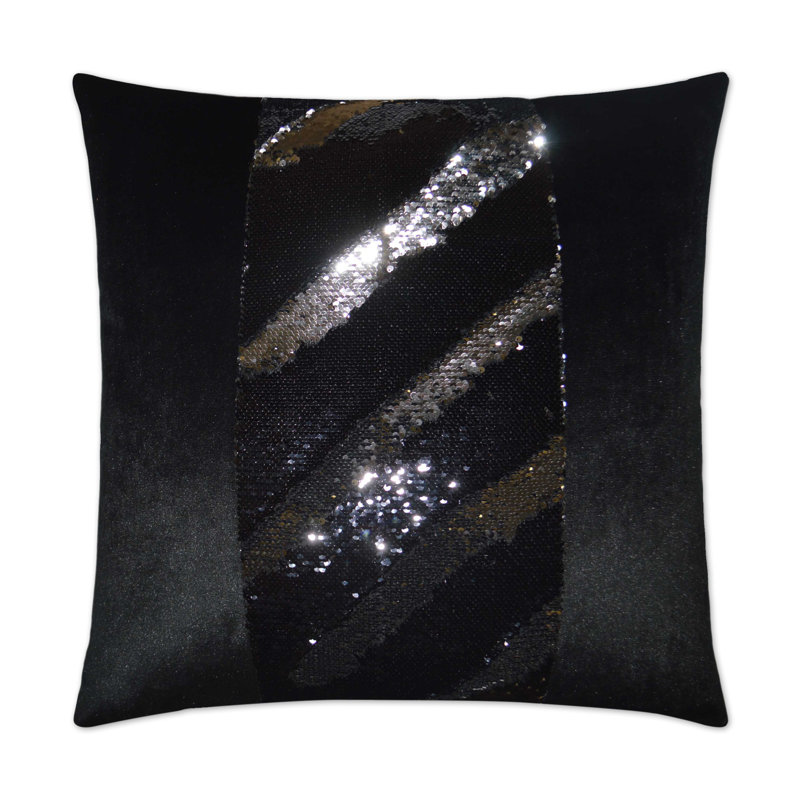 Hylee II Square Pillow Cover & Insert, Black Silver
