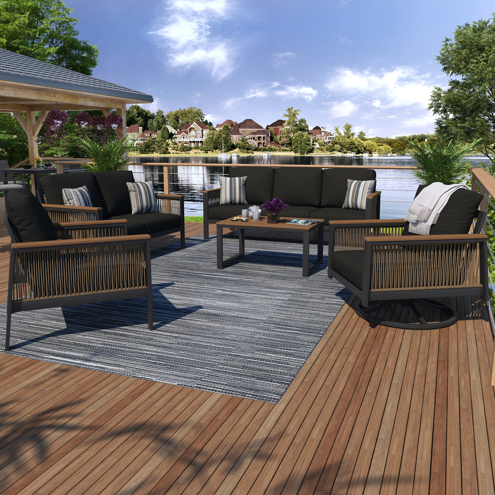Townsend 7-Person Sunbrella® Patio Seating Group, Canvas Black