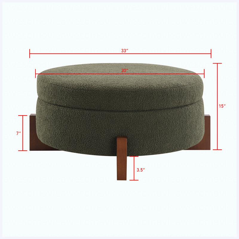 Repose-pieds 33 po avec rangement Teddy, Vert olive