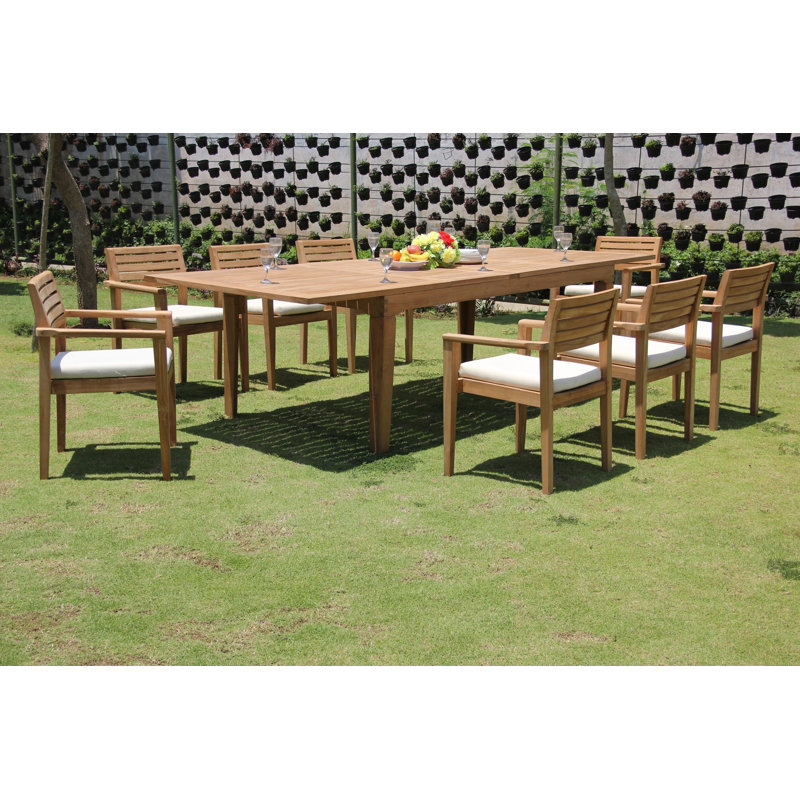 Marsily Outdoor 11 - Piece Teak Dining Set, 8