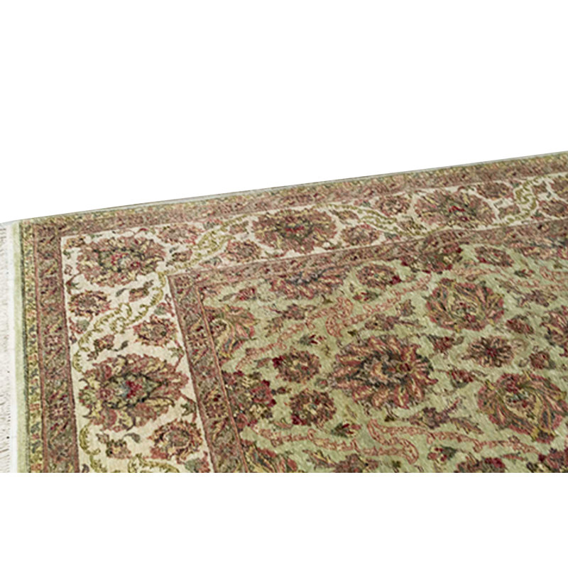 Mountain Wool Oriental Area Rug in Light Green/Ivory
