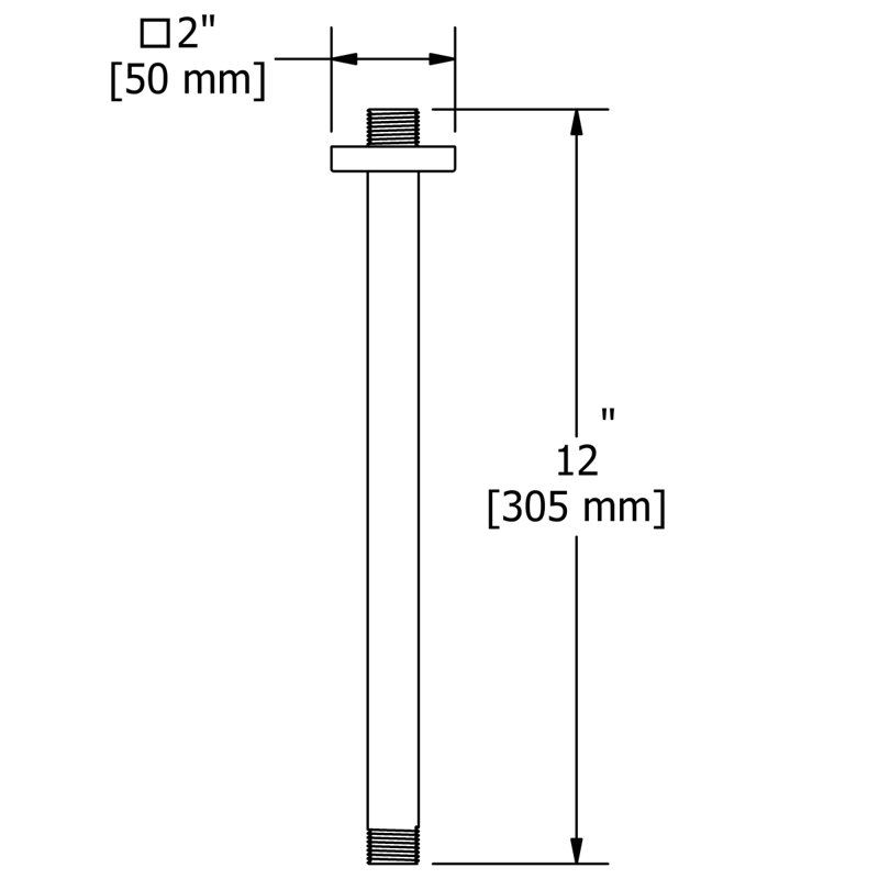 Riobel 12" Ceiling Mount Shower Arm, Polished Nickel