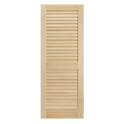 Plantation Louver/Louver Door 80'' Solid Wood Louvered Unfinished without Installation Hardware Kit Slab Door