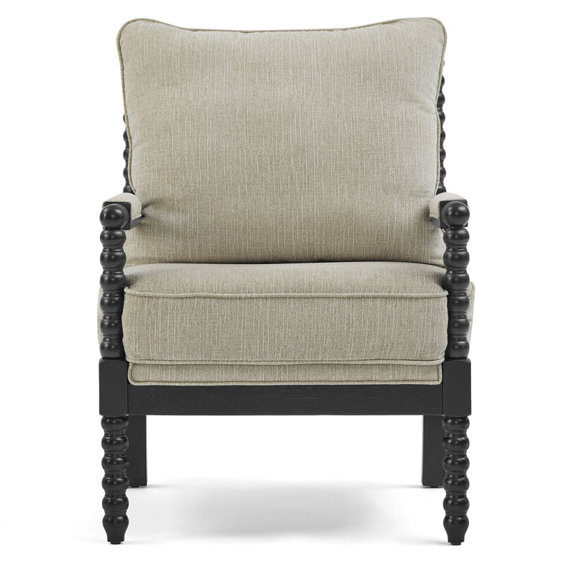 Fauteuil d'appoint en bois massif Millissa, Noir / Beige