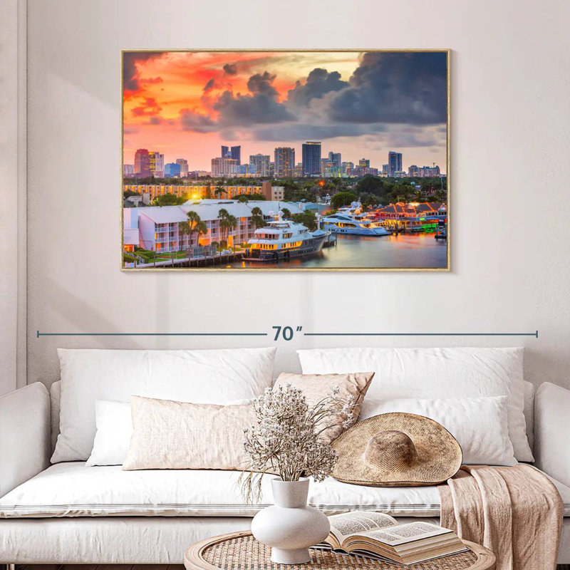 Fort Lauderdale en Floride, Cadre flottant en bois naturel, 46 po x 31 po