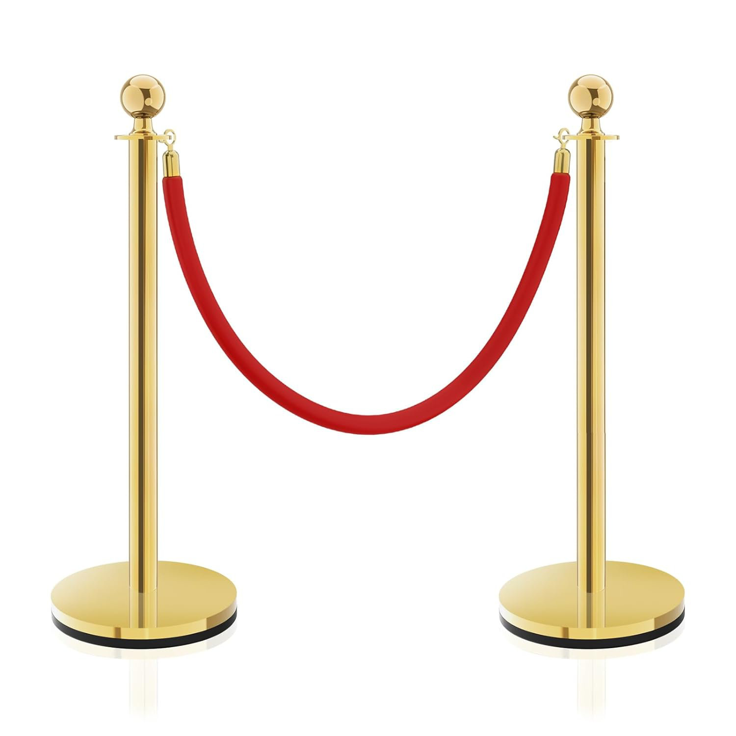 2) Polished Chrome Stanchion Posts - Burgundy Velvet - View #13