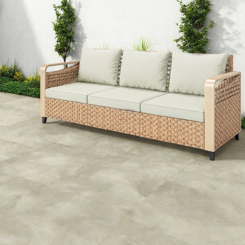 Spacious Modern Patio Sofas, Durable Metal Rattan Design For Poolside