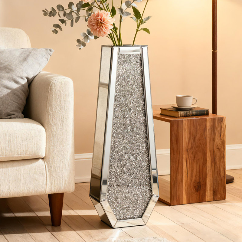 Ankaj Glass Floor Vase, 76cm H X 27cm W X 13.5cm D, Silver