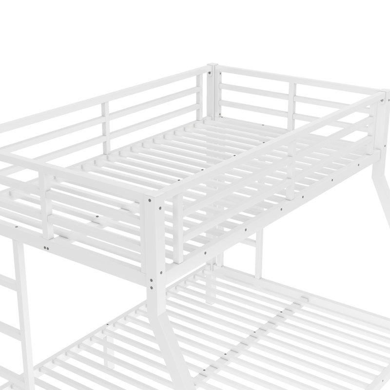 Lit superposé simple au-dessus de double en métal pour les adolescents et les adultes, peu encombrant / sans sommier tapissier, blanc
