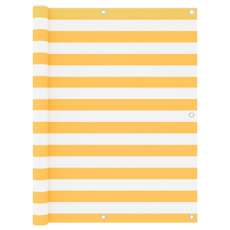 Balcony privacy screen, 120 x 300cm, Oxford fabric, White/Yellow