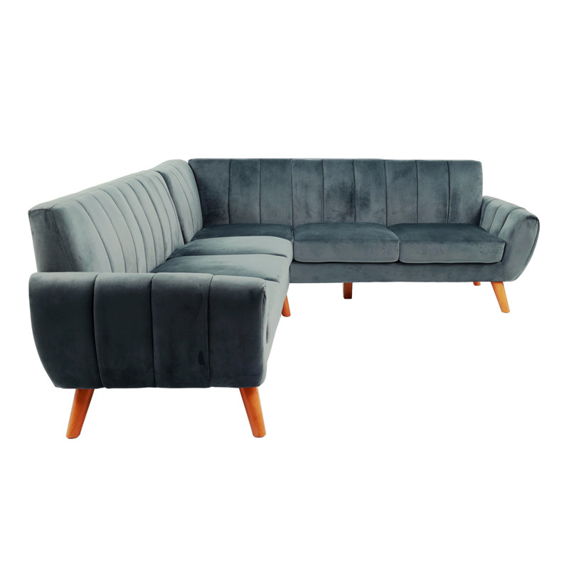 Canapé en velours 111 po Abniel, Gris foncé