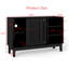 Buffet 47,3 "noir avec rangement, 2 portes et pieds en bois massif Farmhouse - Console multimédia polyvalente pour la cuisine, la salle à manger, le salon, le vestibule et le couloir