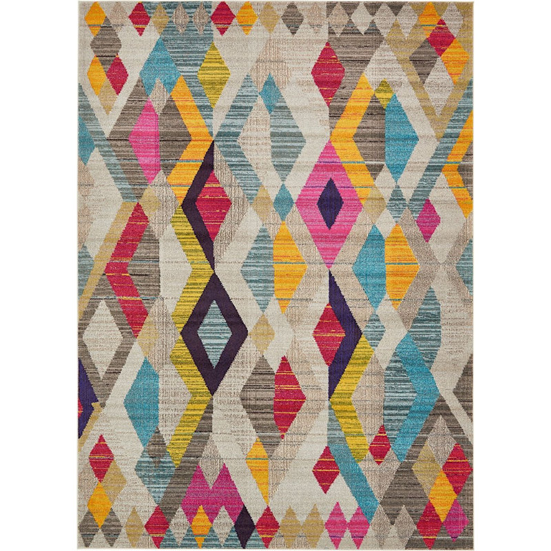 Tapis à motif géométrique gris Beverley, Rectangle 8 pi x 11 pi