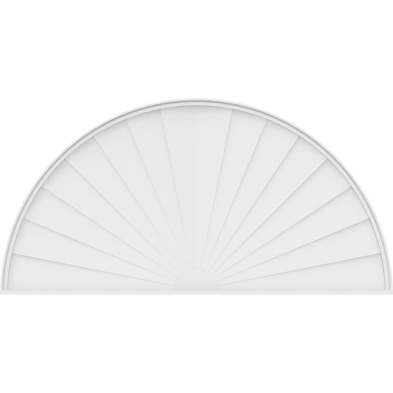 84"W x 42"H x 2"P Half Round Sunburst Architectural Grade PVC Pediment, 42" H  x 84" W  x 2" D