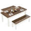 Ensemble de table de salle à manger en bois 3 pièces avec 2 bancs-1213799441