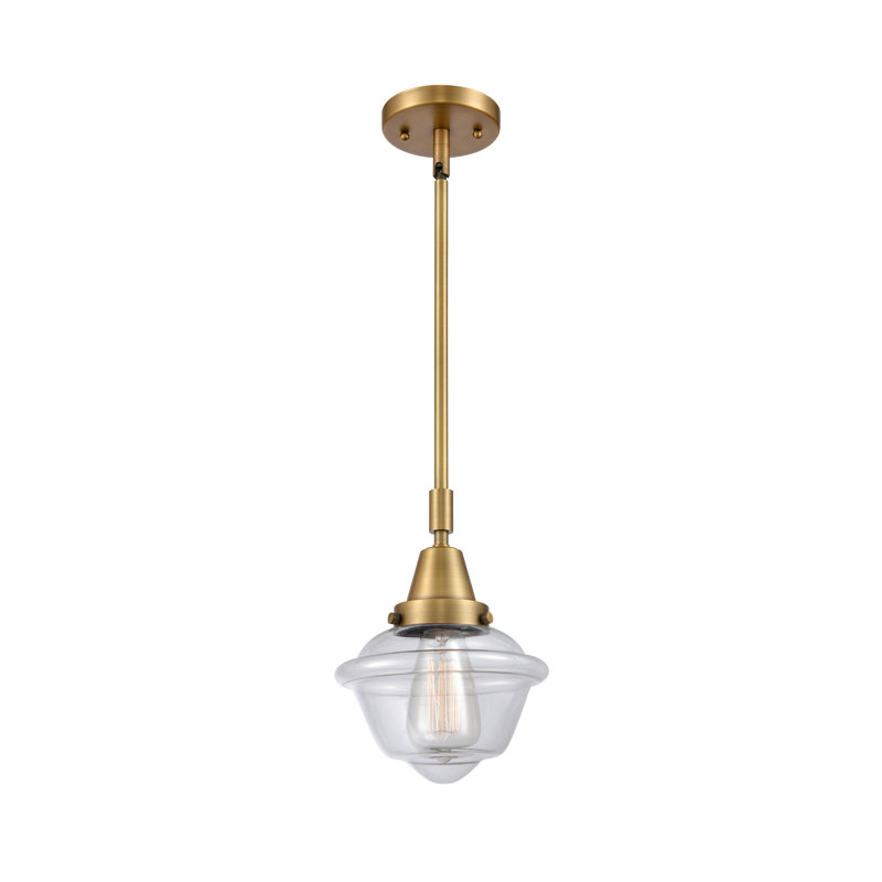 Luminaire suspendu pour école simple à 1 lumière Frand, Ampoule non incluse, Transparent, Laiton brossé