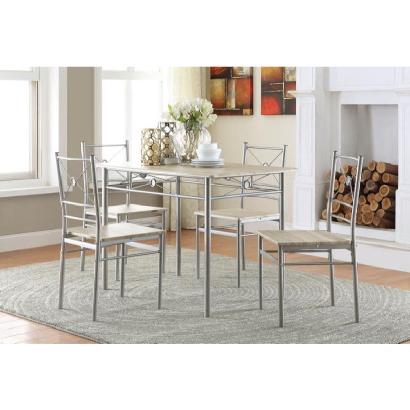 Elcie 4 - Person Four Leg Dining Set, Walnut, Dark Bronze