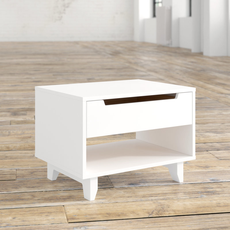 Masten 1 Drawer Nightstand, White/White