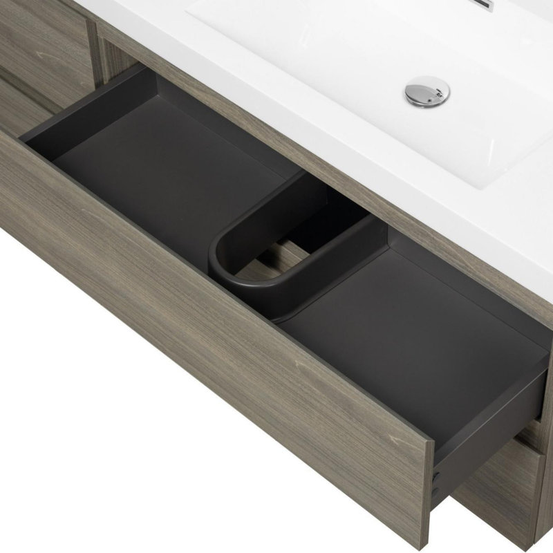 Meuble-lavabo mural avec double lavabo, Gris