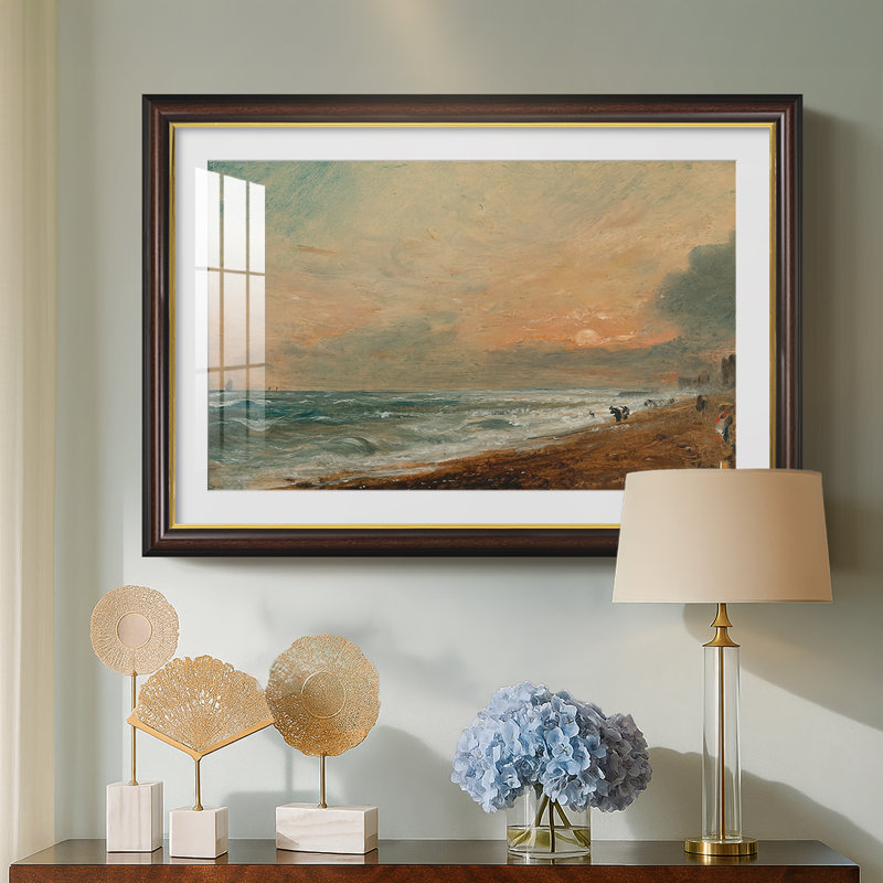 Hove Beach, v. 1824-1826-John Constable-Toile encadrée sur mesure, Oui, Noyer doré, 30 x 44