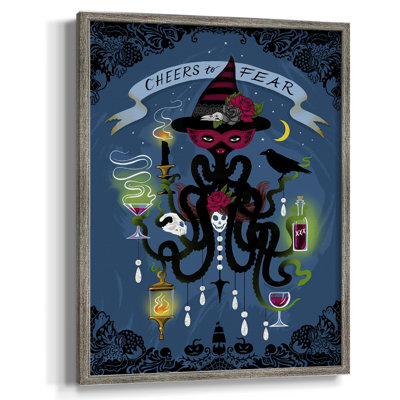 Spooky Cephalopod Chandeliers I Framed Print - Solid Wood