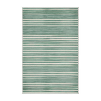  Tapis blanc lavable à rayures écume de mer