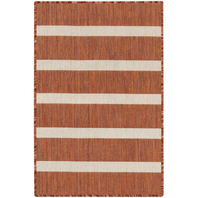  Positano 2' x 3' Terracotta Ivory Modern Rug