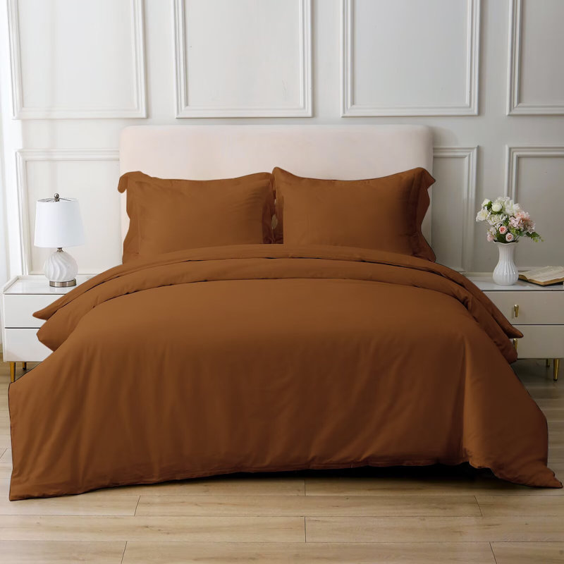 100% Cotton Duvet Cover Set Stone Washed Vintage Long-Staple Bedding Set, King Duvet Cover + 2 King Pillowcases, Orange