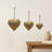 Myri Decorative Metal Heart Wall Decor Set Of 3, Antique Gold Iron With Jute Hanging Rope, 12, 9.5, 7 Inches-116161006