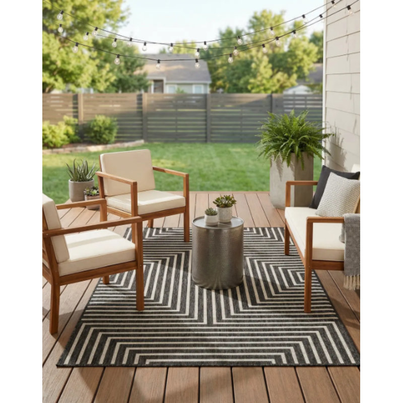 Tapis intérieur / extérieur d'extérieur moderne, Rectangle 4 pi 1 po x 6 pi 1 po