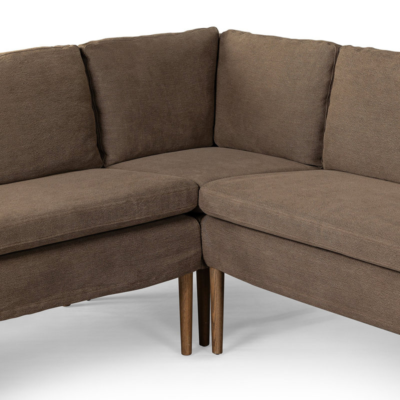 Aurelia 4-Piece Sectional, Left Hand Facing, Broadway Coffee Linen, 34.5" H x 137.5" W x 76" D