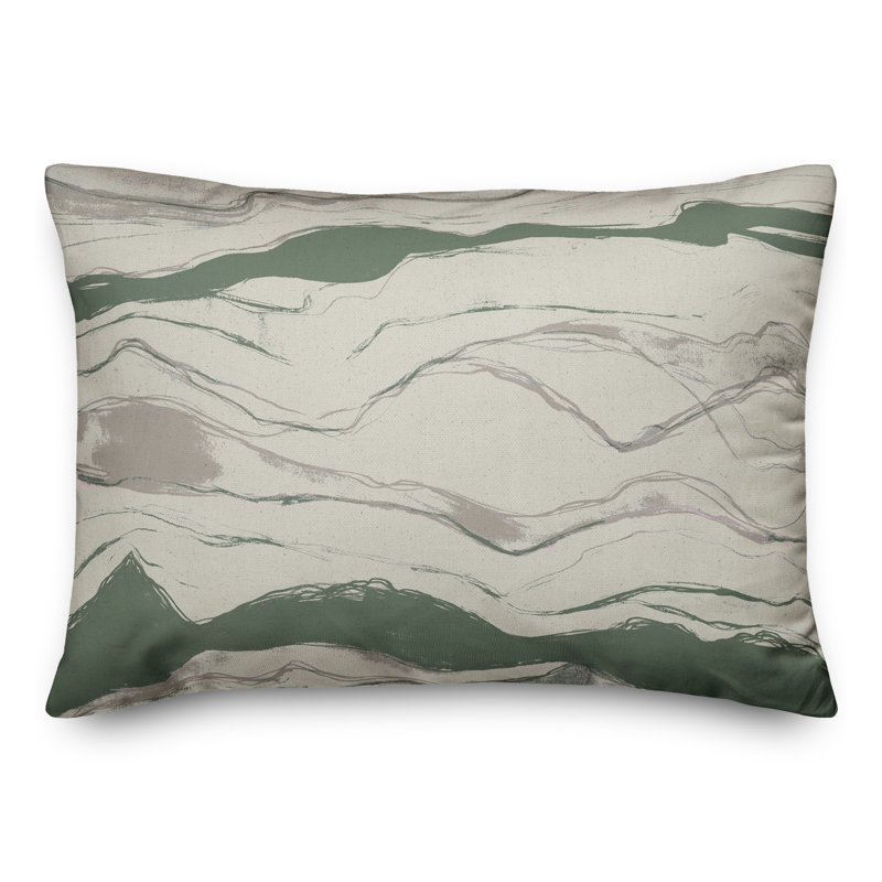 Abstract Outdoor Reversible Throw Pillow, Green