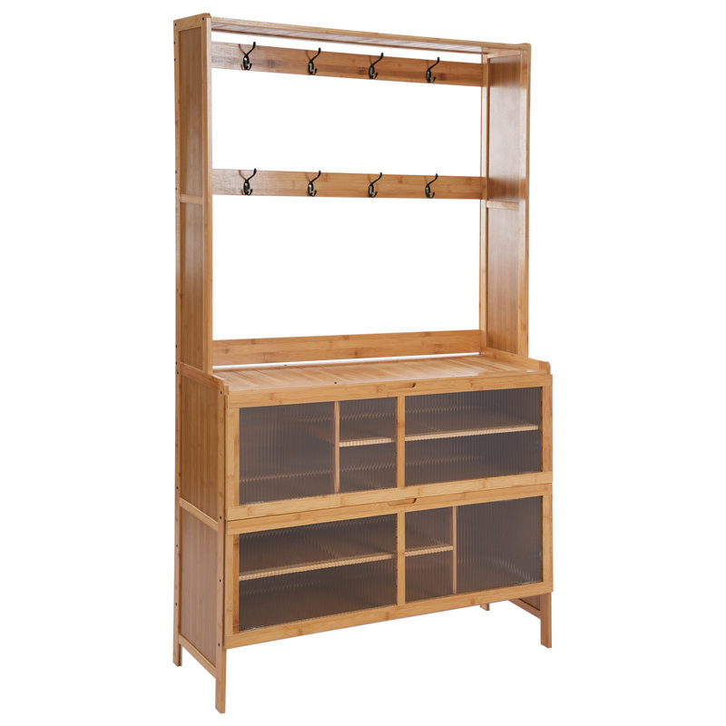 Rectangular Shoe Storage Cabinet With 8 Hooks Transparent Door