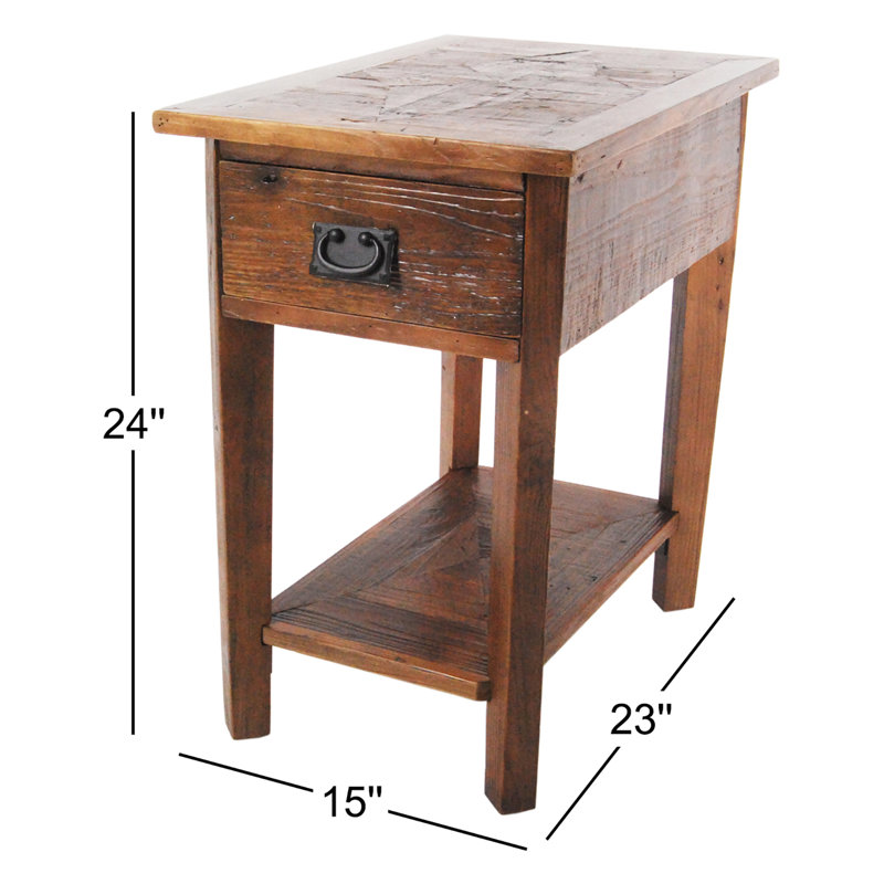 Table de bout en bois massif avec rangement Inola