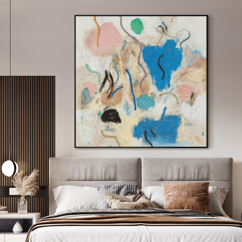 Très grande reproduction d'art sur toile - Abstrait minimaliste, œuvre d'art moderne pour le salon ou la chambre à coucher - «Assemblage requis du cadre (cadre non fini)»