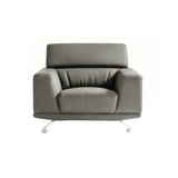 Fauteuil d'appoint Reno Brooke, similicuir gris, appui-tête réglable