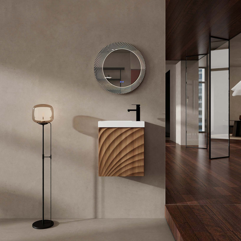 Meuble-lavabo mural 18,5 po avec lavabo en résine, porte simple à fermeture douce