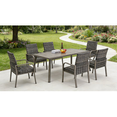 Table de salle à manger pliante en fer résistante aux intempéries avec plateau à lattes pour le patio et le jardin