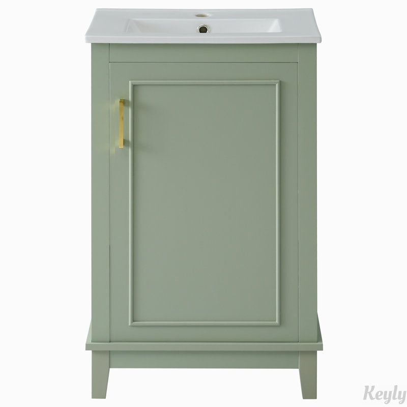 Petit meuble-lavabo moderne de 20 pouces avec lavabo en céramique, Vert