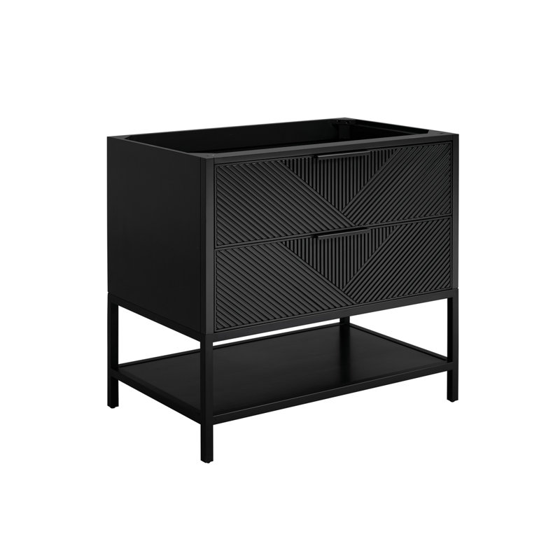 Diamond 36'' W Single Vanity, Charcoal Black, Brushed Nickel, Calacatta Quartz
